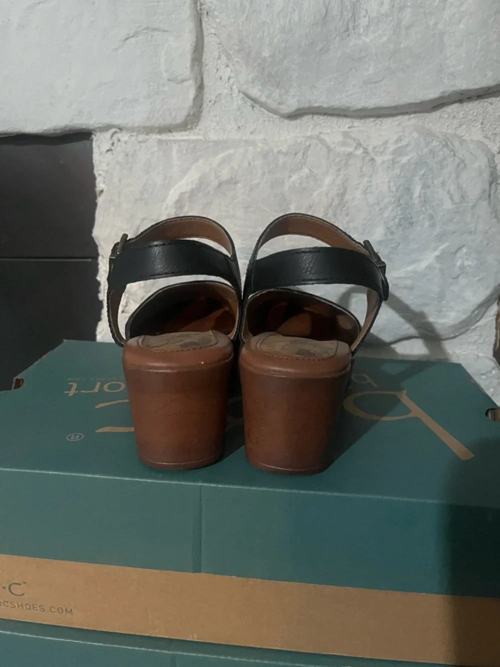 boc Black Leather Ankle-Strap Clogs with Brown Outsole - Picture 4 of 6